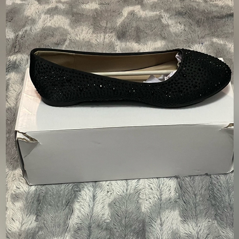 Dream Pairs Black Rhinestone Sole-Shine Ballet Flats Size 10 - Picture 4 of 9